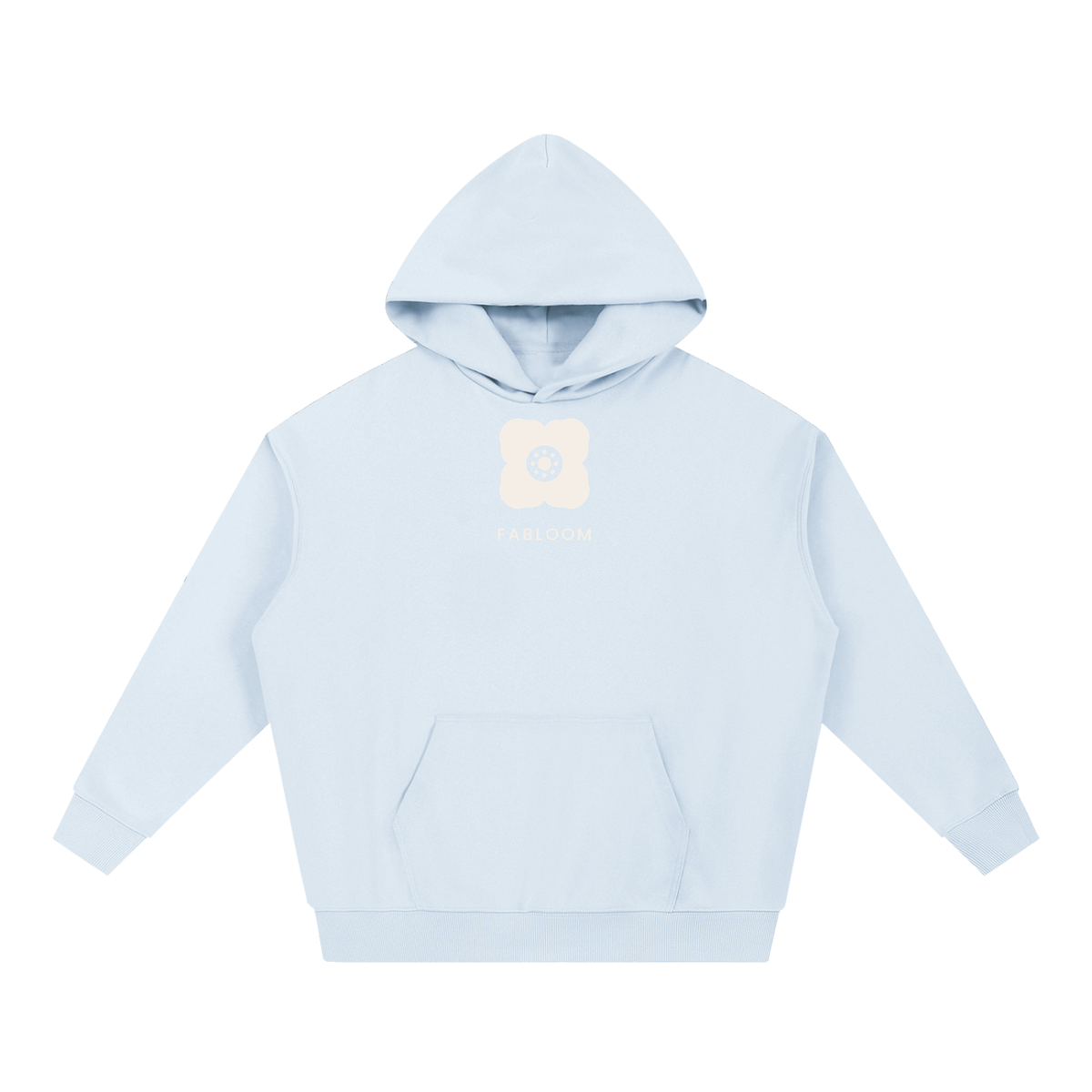Hood's hoodie — Light blue, front view.