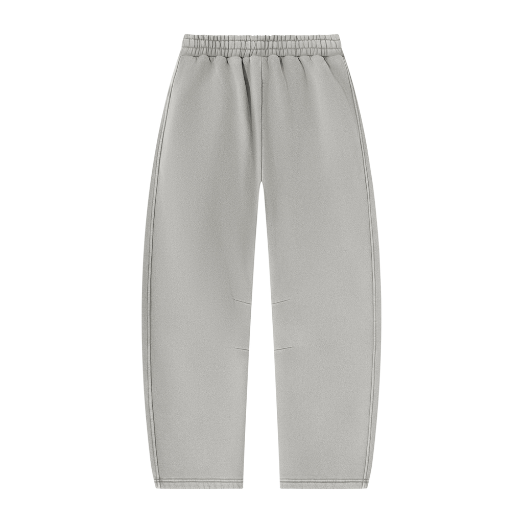 Vintage Wash Barrel Leg Sweatpants — Light grey, back view.