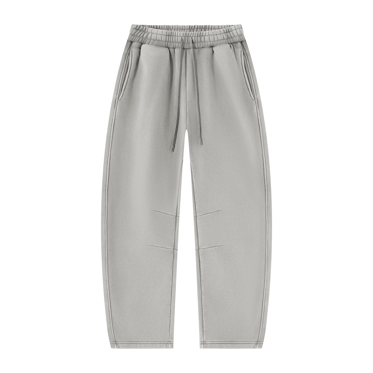 Vintage Wash Barrel Leg Sweatpants — Light grey, front view.