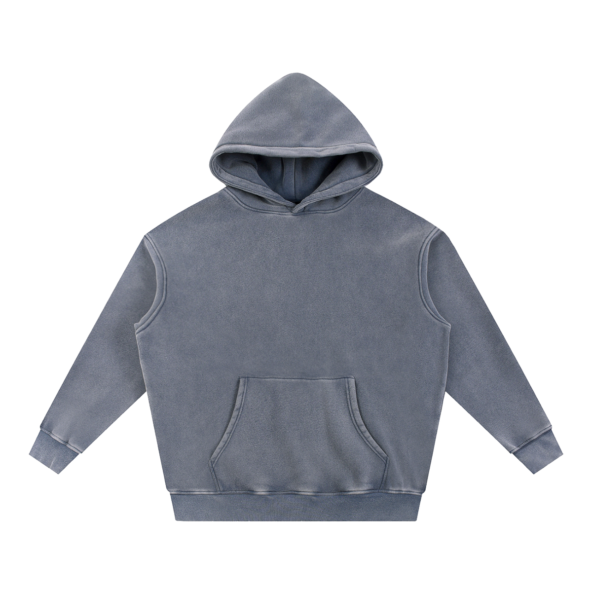 The Loft Essential — Snow-Washed Oversized Hoodie — Blue-grey, front view.