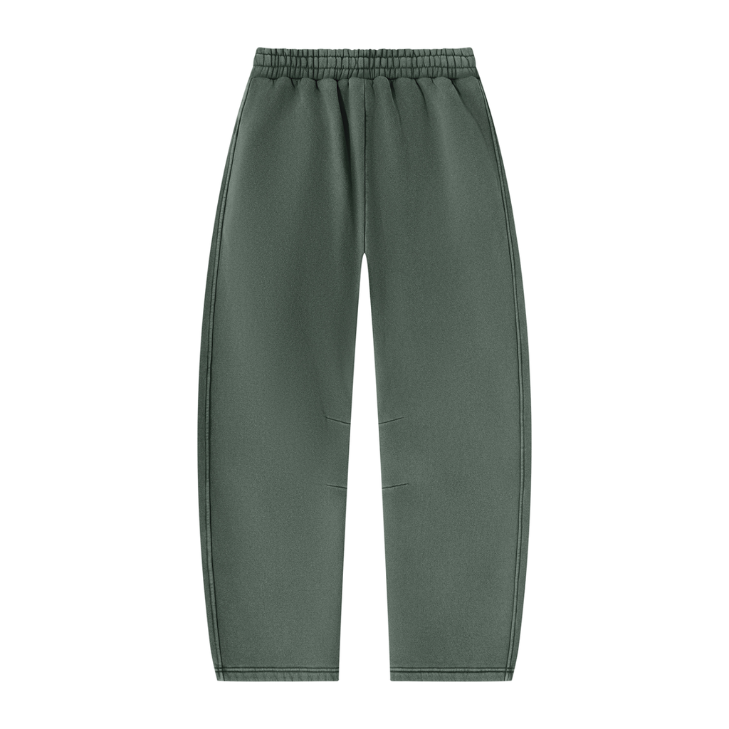 Vintage Wash Barrel Leg Sweatpants — Green, back view.