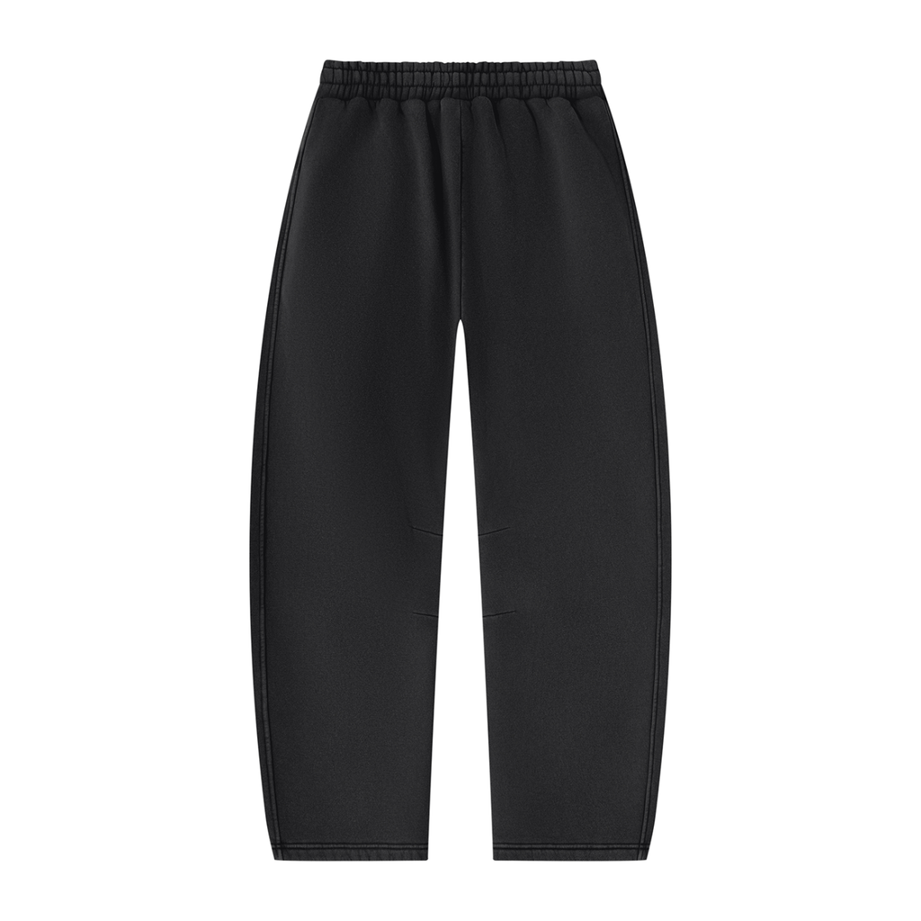 Vintage Wash Barrel Leg Sweatpants — Black, back view.