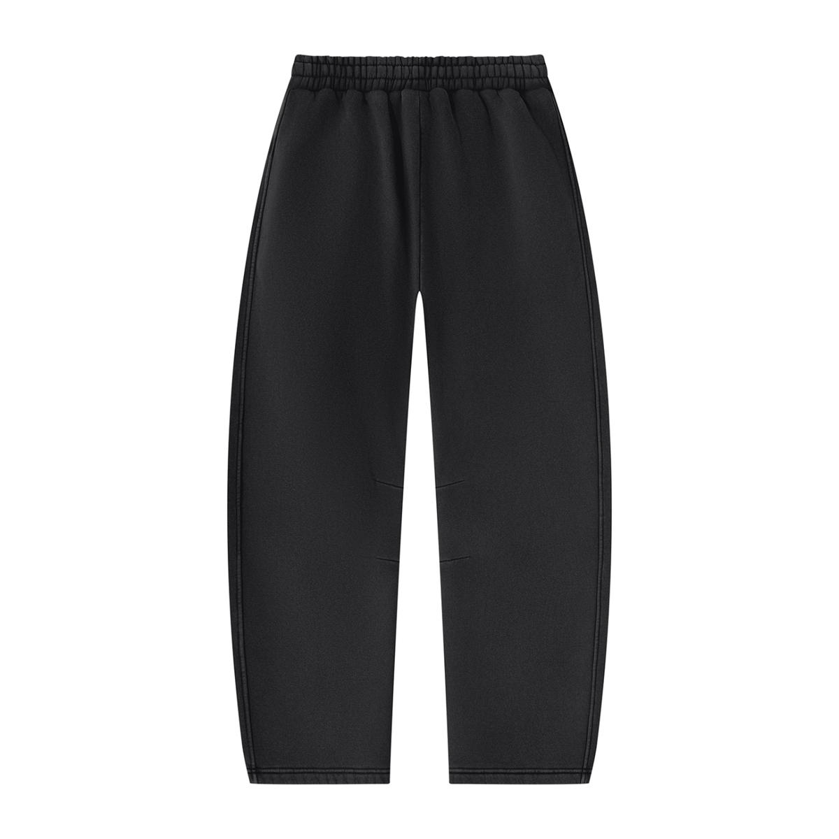 Vintage Wash Barrel Leg Sweatpants — Black, back view.