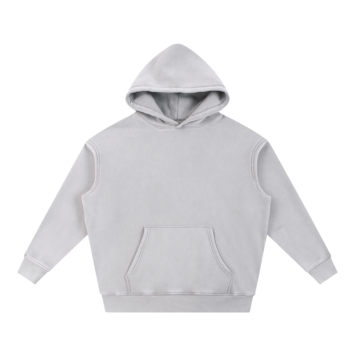 The Loft Essential — Snow-Washed Oversized Hoodie — Light grey, front view.