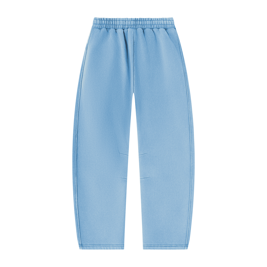 Vintage Wash Barrel Leg Sweatpants — Light blue, back view.