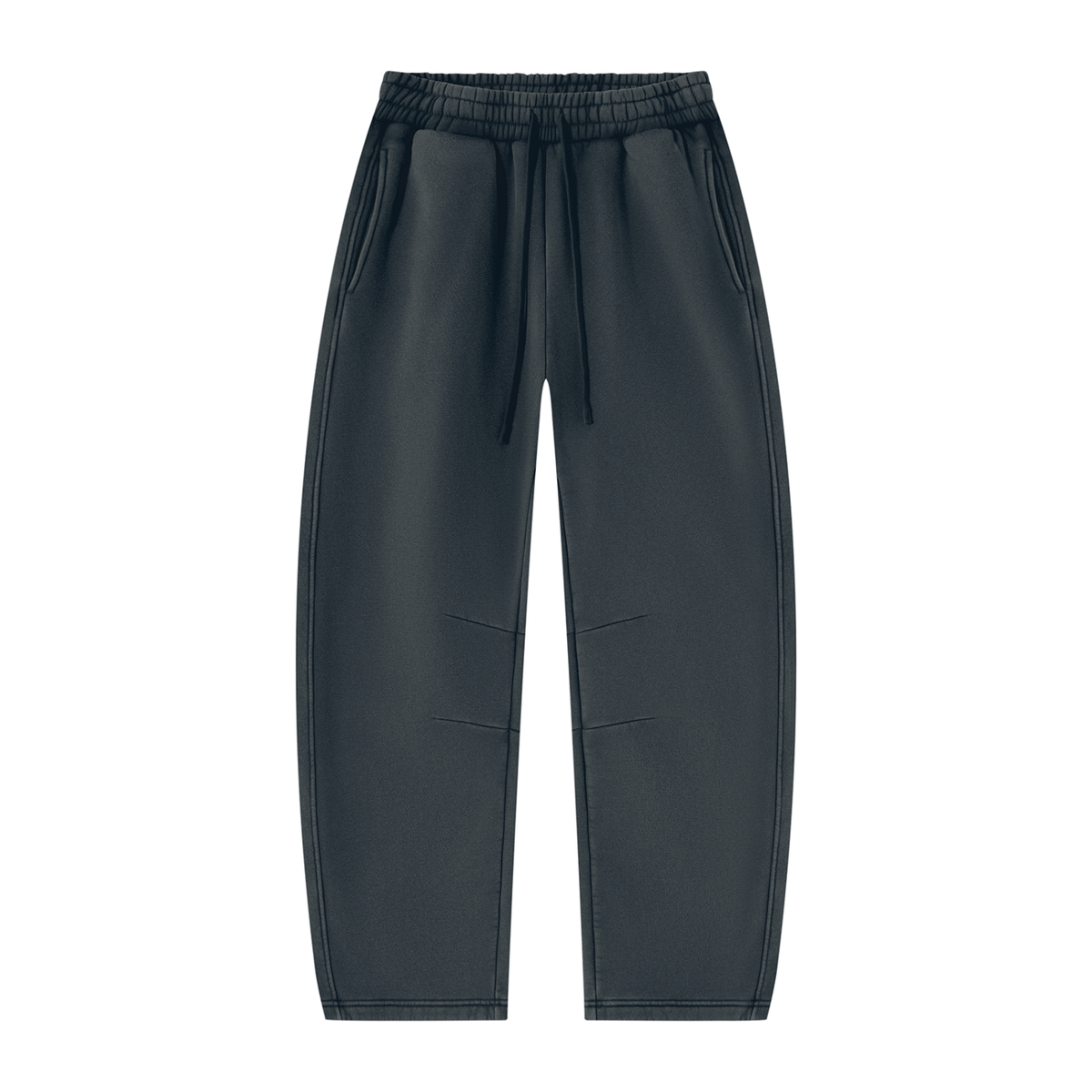 Vintage Wash Barrel Leg Sweatpants — Dark teal, front view.