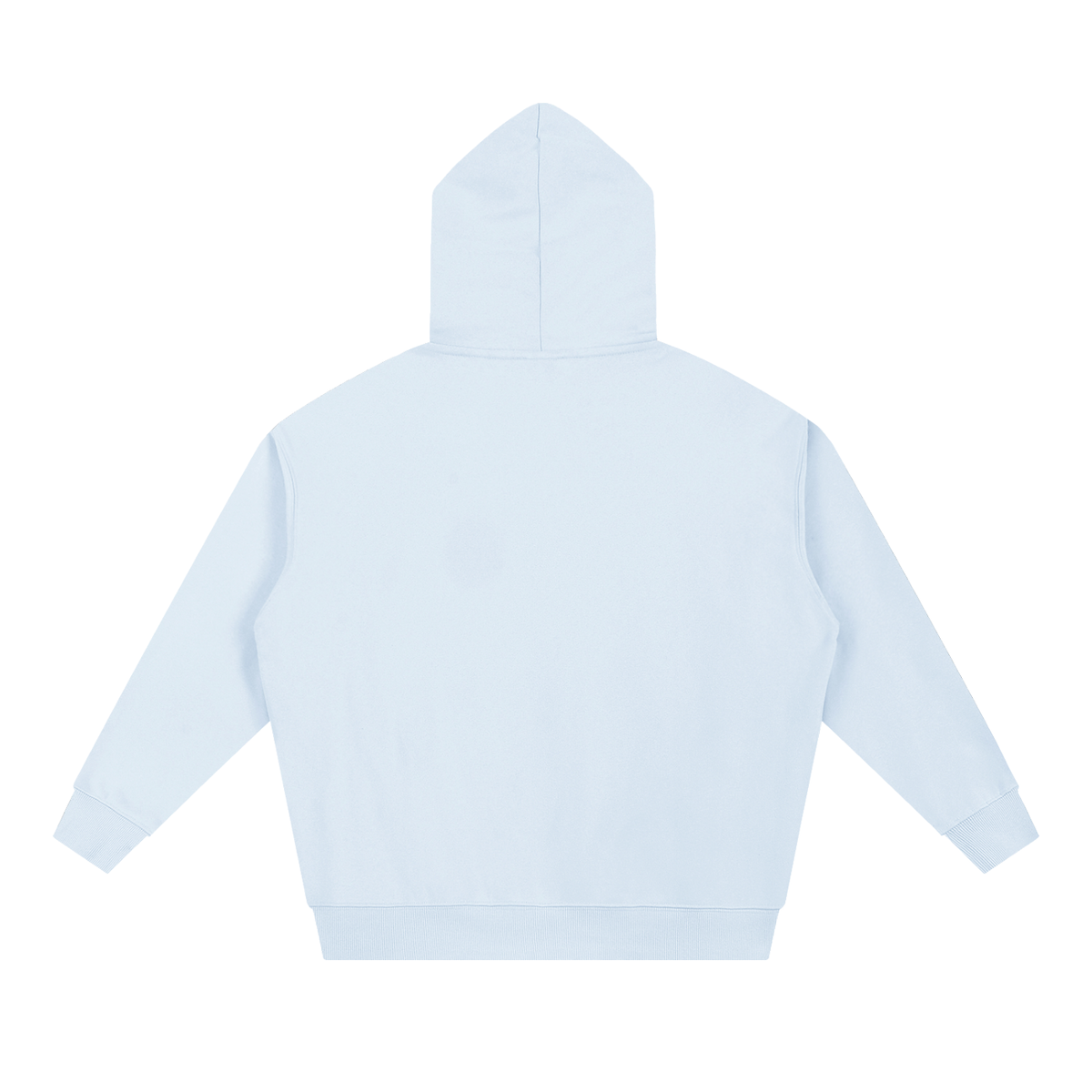 Hood's hoodie — Light blue, back view.