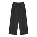Unisex Striped Pleated Pants — Black, front view.
