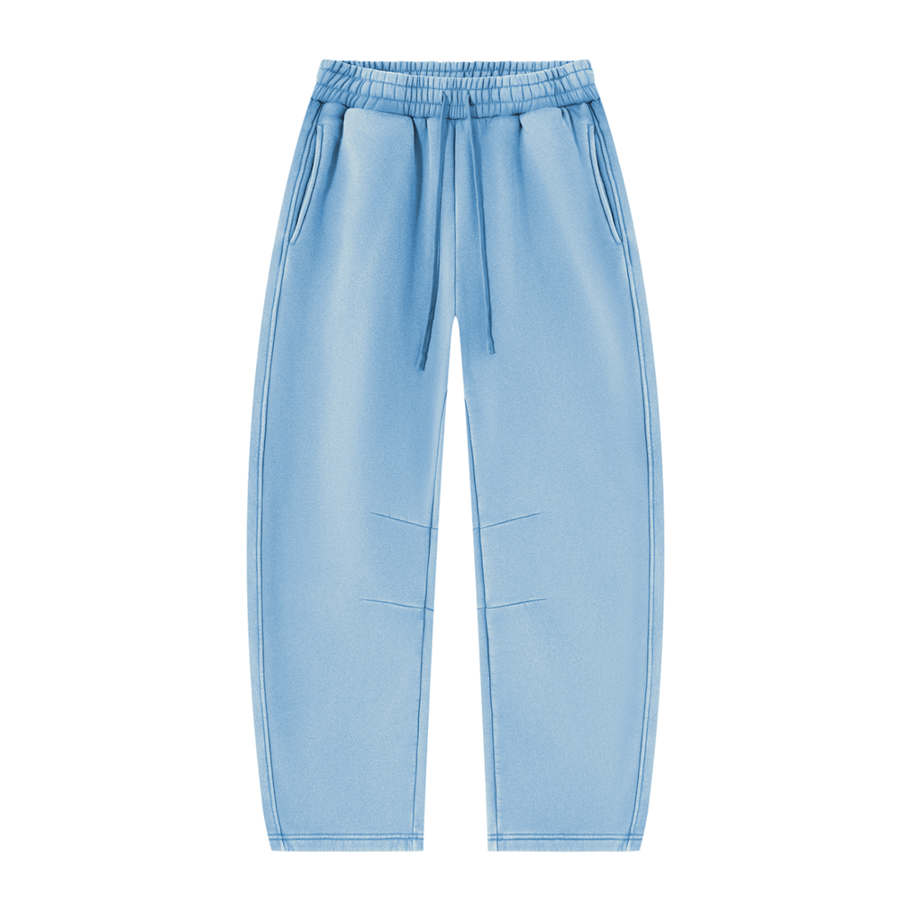 Vintage Wash Barrel Leg Sweatpants — Light blue, front view.