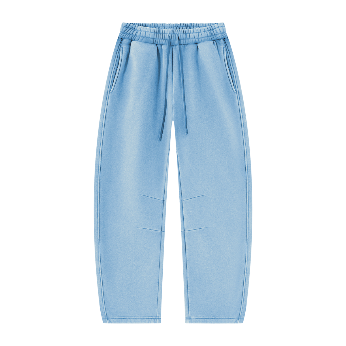 Vintage Wash Barrel Leg Sweatpants — Light blue, front view.